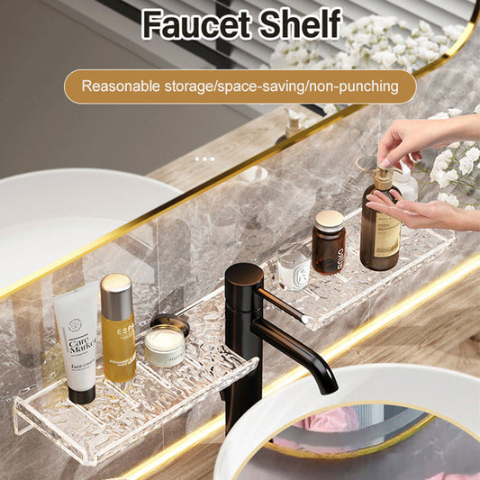 Light Luxury No-Punch Hydrographic Acrylic Vanity Storage Shelf